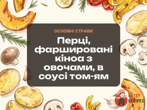 Перці, фаршировані кіноа з овочами, в соусі том-ям