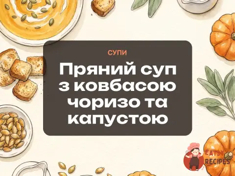 Пряний суп з ковбасою чоризо та капустою