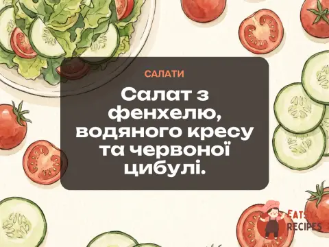 Салат з фенхелю, водяного кресу та червоної цибулі.