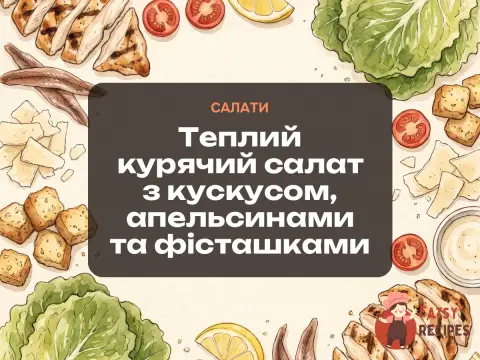 Теплий курячий салат з кускусом, апельсинами та фісташками