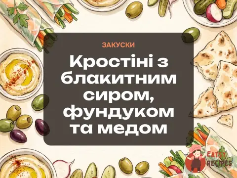 Кростіні з блакитним сиром, фундуком та медом