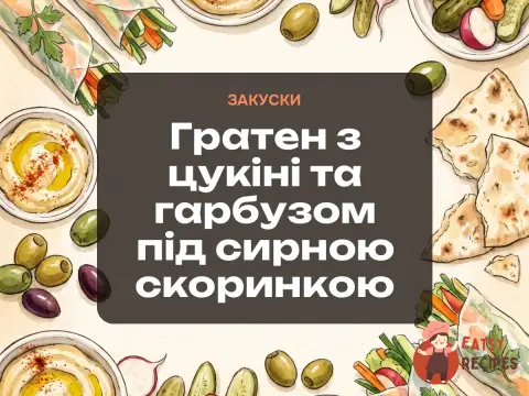 Гратен з цукіні та гарбузом під сирною скоринкою