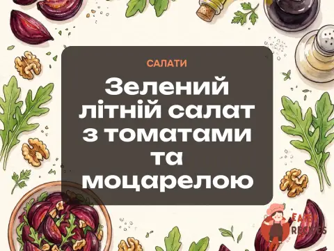 Зелений літній салат з томатами та моцарелою