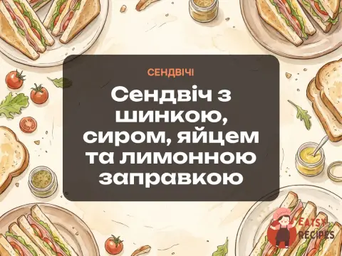 Сендвіч з шинкою, сиром, яйцем та лимонною заправкою