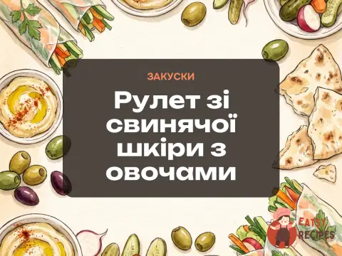 Рулет зі свинячої шкіри з овочами