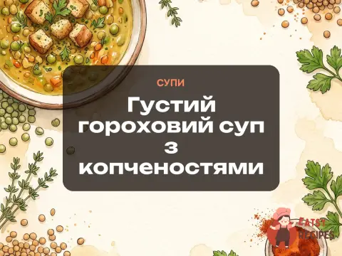Густий гороховий суп з копченостями