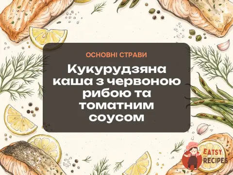 Кукурудзяна каша з червоною рибою та томатним соусом