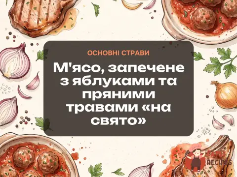 М'ясо, запечене з яблуками та пряними травами «на свято»