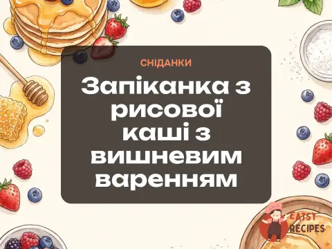 Запіканка з рисової каші з вишневим варенням