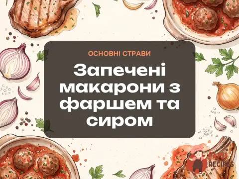 Запечені макарони з фаршем та сиром