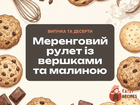Меренговий рулет із вершками та малиною