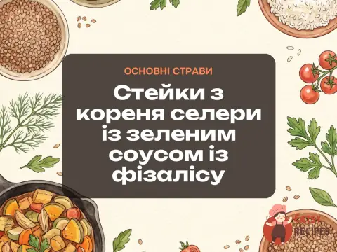 Стейки з кореня селери із зеленим соусом із фізалісу