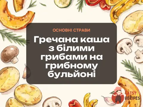 Гречана каша з білими грибами на грибному бульйоні