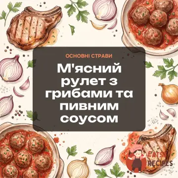 М'ясний рулет з грибами та пивним соусом