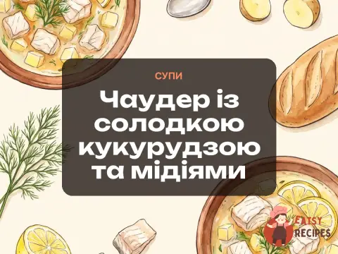 Чаудер із солодкою кукурудзою та мідіями