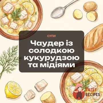 Чаудер із солодкою кукурудзою та мідіями