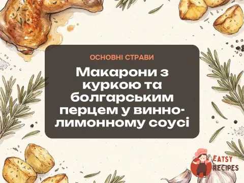 Макарони з куркою та болгарським перцем у винно-лимонному соусі