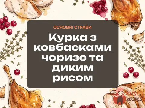 Курка з ковбасками чоризо та диким рисом