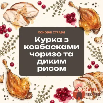 Курка з ковбасками чоризо та диким рисом