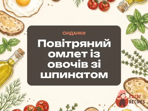 Повітряний омлет із овочів зі шпинатом