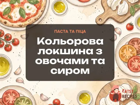 Кольорова локшина з овочами та сиром