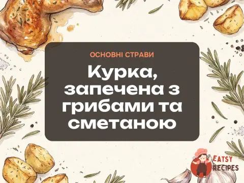 Курка, запечена з грибами та сметаною