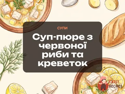 Суп-пюре з червоної риби та креветок