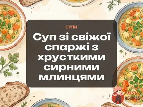 Суп зі свіжої спаржі з хрусткими сирними млинцями