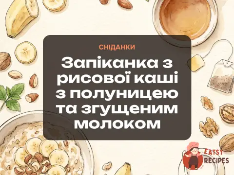 Запіканка з рисової каші з полуницею та згущеним молоком