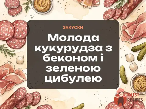 Молода кукурудза з беконом і зеленою цибулею