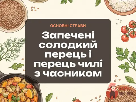 Запечені солодкий перець і перець чилі з часником