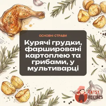 Курячі грудки, фаршировані картоплею та грибами, у мультиварці