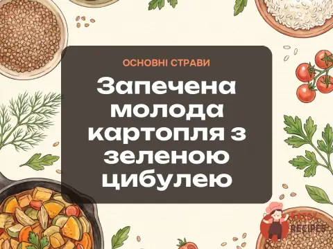 Запечена молода картопля з зеленою цибулею