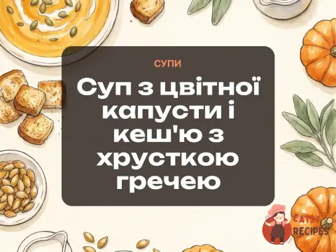 Суп з цвітної капусти і кеш'ю з хрусткою гречею