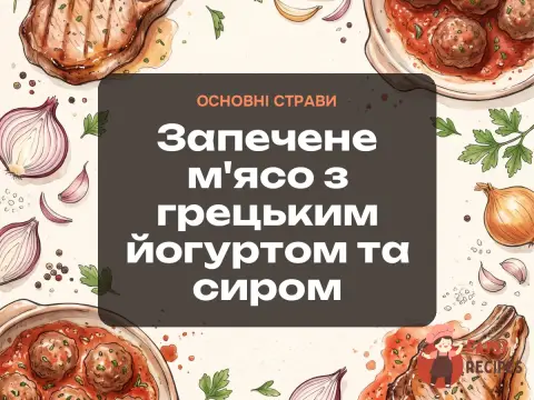 Запечене м'ясо з грецьким йогуртом та сиром