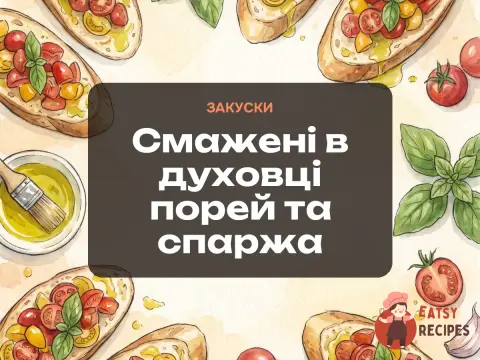Смажені в духовці порей та спаржа