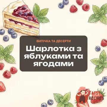 Шарлотка з яблуками та ягодами