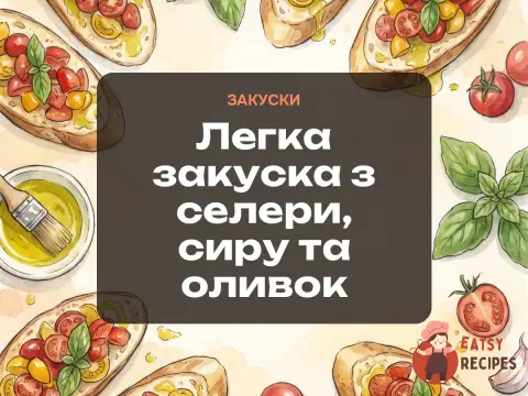 Легка закуска з селери, сиру та оливок