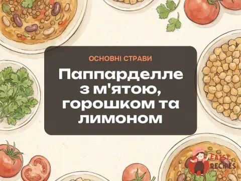 Паппарделле з м'ятою, горошком та лимоном
