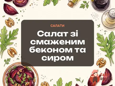Салат зі смаженим беконом та сиром