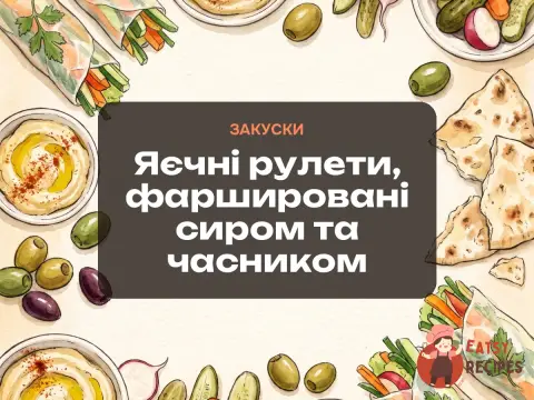Яєчні рулети, фаршировані сиром та часником