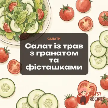 Салат із трав з гранатом та фісташками