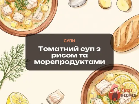 Томатний суп з рисом та морепродуктами