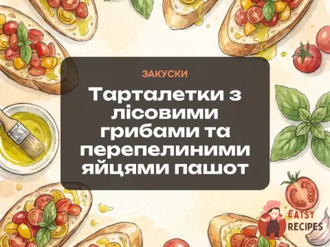 Тарталетки з лісовими грибами та перепелиними яйцями пашот