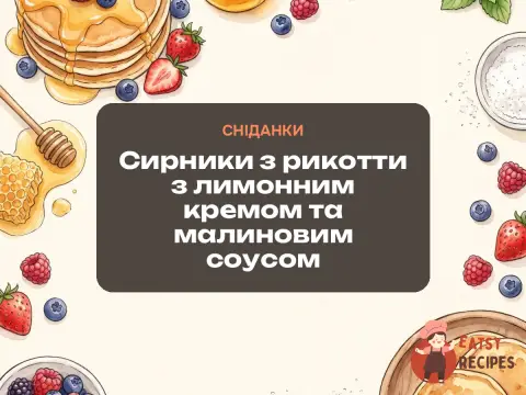 Сирники з рикотти з лимонним кремом та малиновим соусом