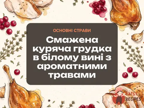 Смажена куряча грудка в білому вині з ароматними травами