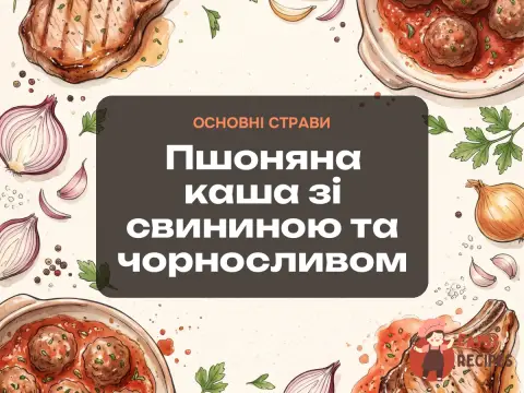 Пшоняна каша зі свининою та чорносливом