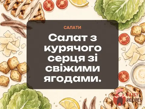 Салат з курячого серця зі свіжими ягодами.
