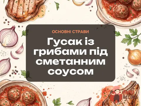 Гусак із грибами під сметанним соусом