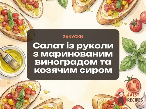 Салат із руколи з маринованим виноградом та козячим сиром